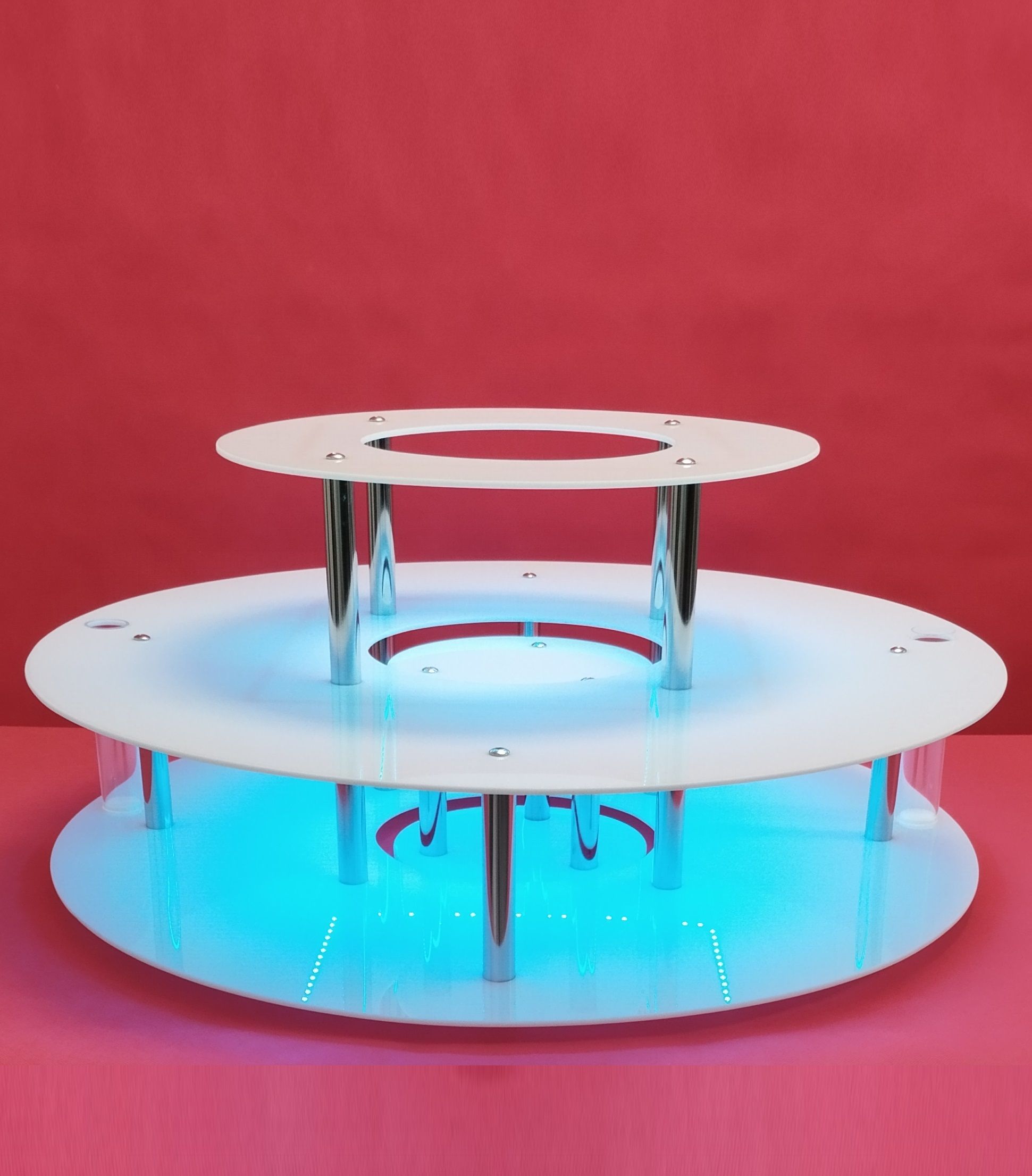 KC ELITTE - Trzypoziomowy podświetlany podest do fontanny czekoladowej, podstawa LED