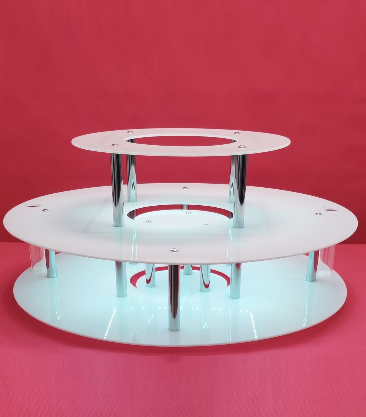 KC ELITTE - Trzypoziomowy podświetlany podest do fontanny czekoladowej, podstawa LED